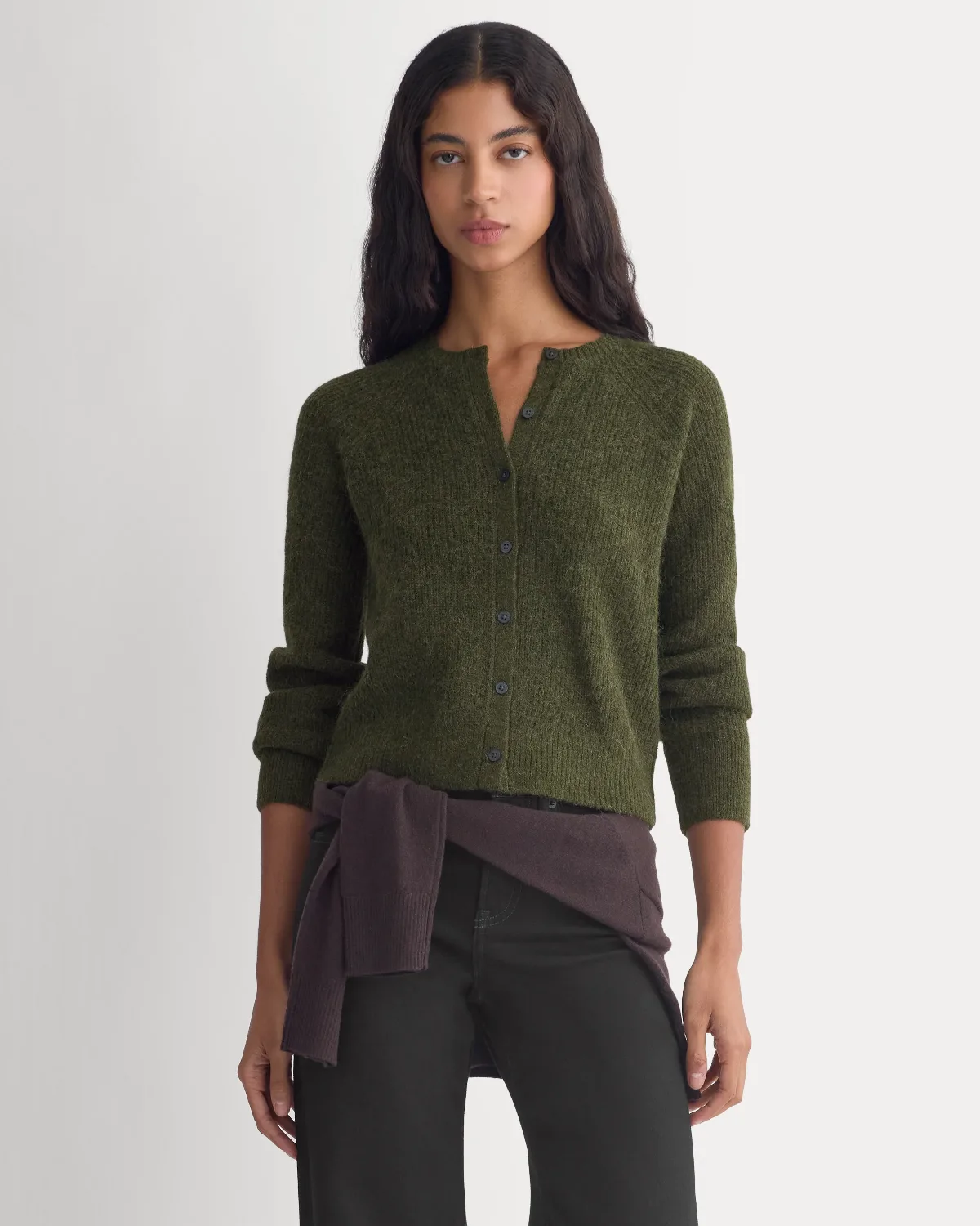 Ribbed Cropped Cardigan, Alpaca