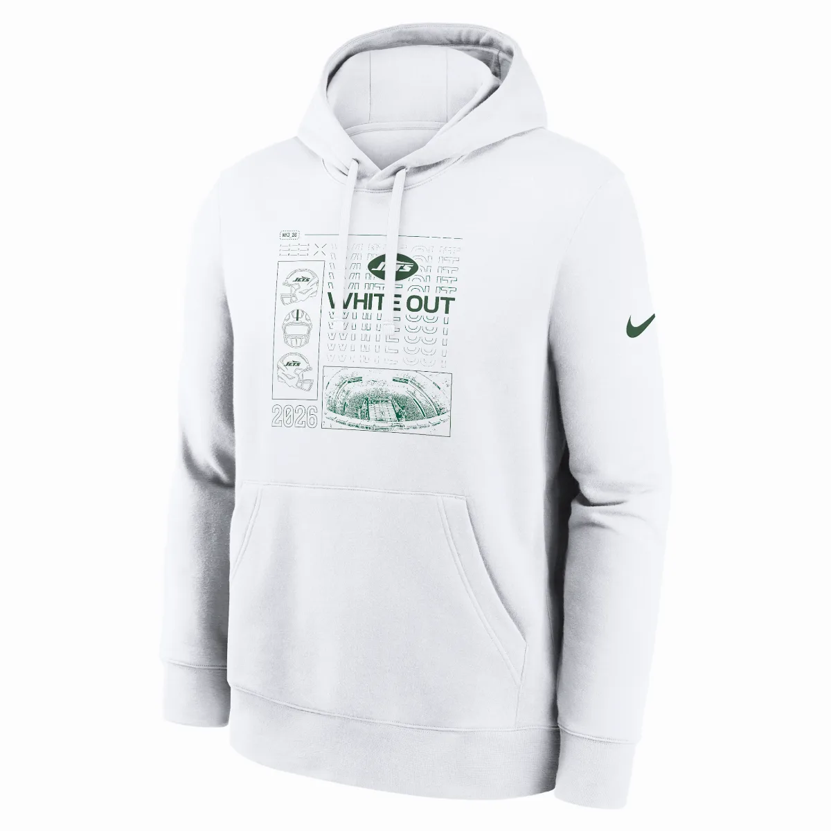 New York Jets White Out NFL Pullover Hoodie by Nike