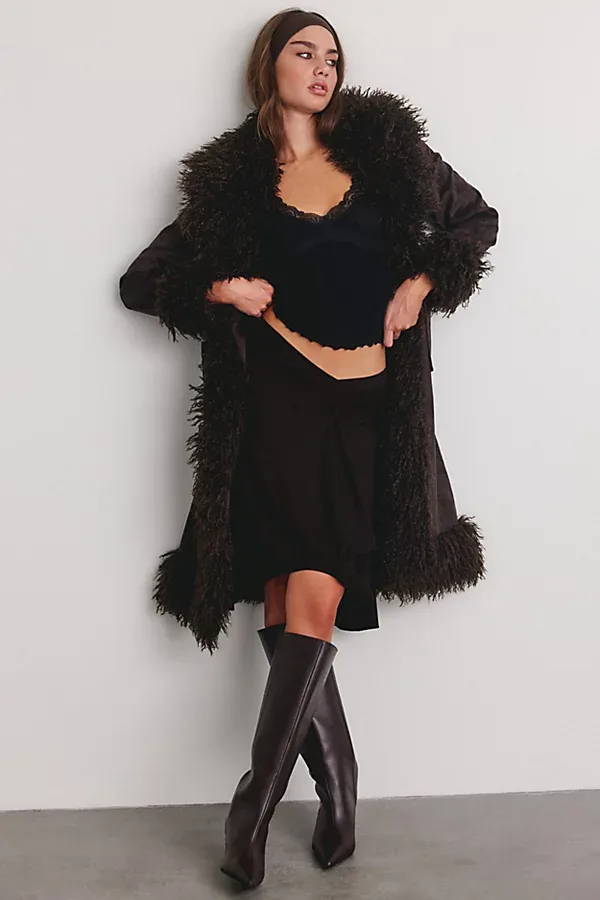 Azalea Wang Gilda Faux Fur Trim Faux Suede Jacket by Azalea Wang