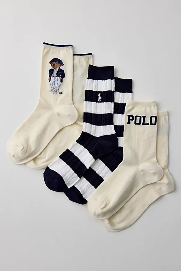 Seasonal Bear Crew Socks 3-Pack by Polo Ralph Lauren