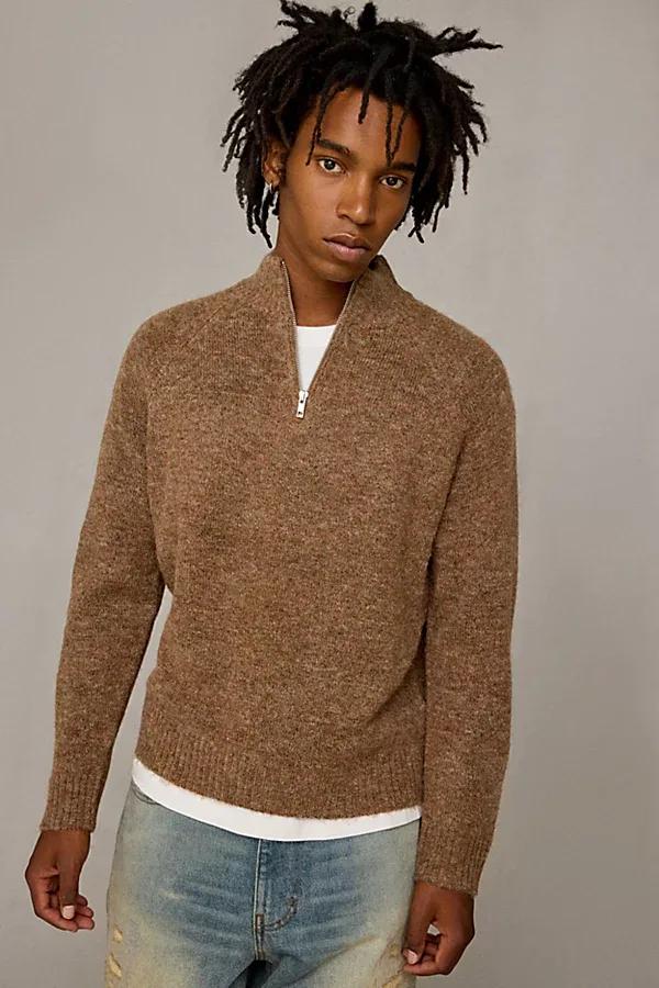 Wooly Marled Everyday Quarter-Zip Sweater by Urban Outfitters