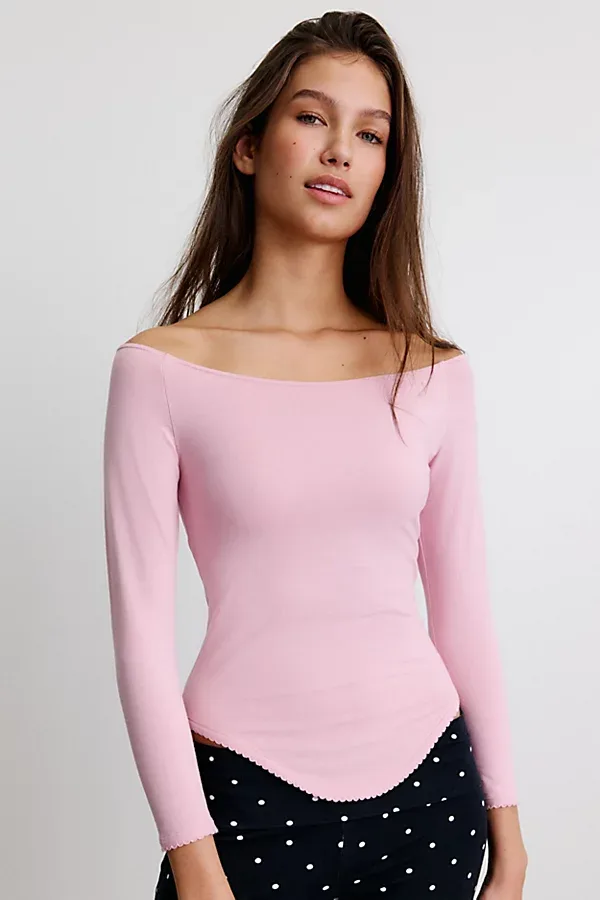 Lina Curved Hem 3/4 Sleeve Boatneck Tee by Out From Under