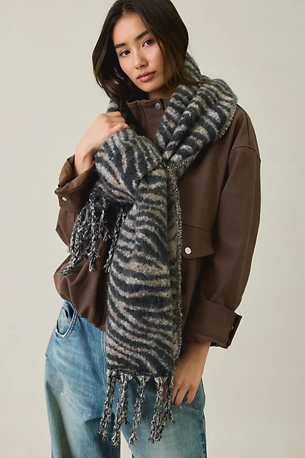 Zebra Pattern Blanket Scarf by Urban Outfitters