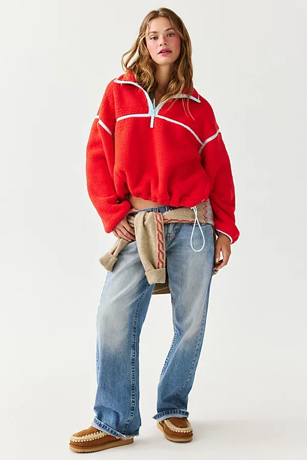Pretty Plush Fleece Quarter Zip Pullover Jacket by Out From Under