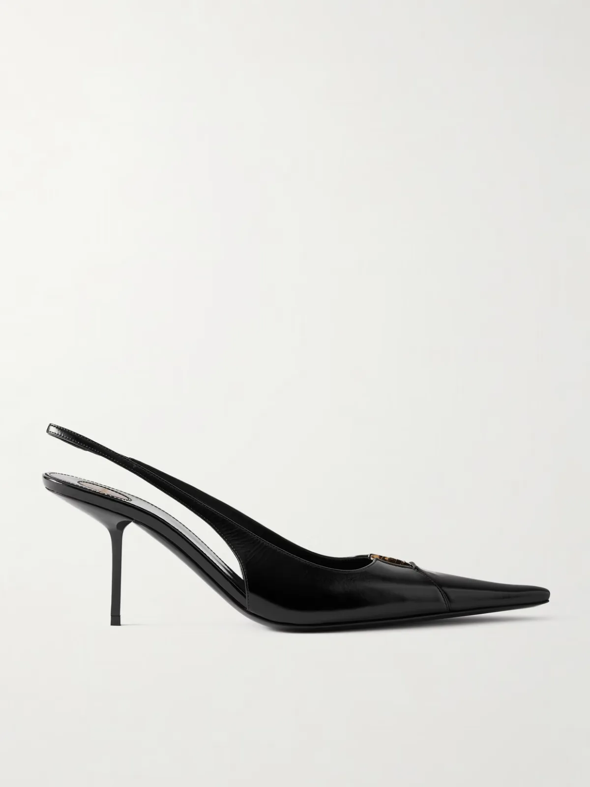 - Babylone Embellished Glossed-leather Slingback Pumps -