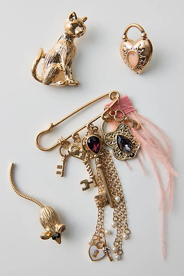Cat & Mouse Brooch Set by Urban Outfitters