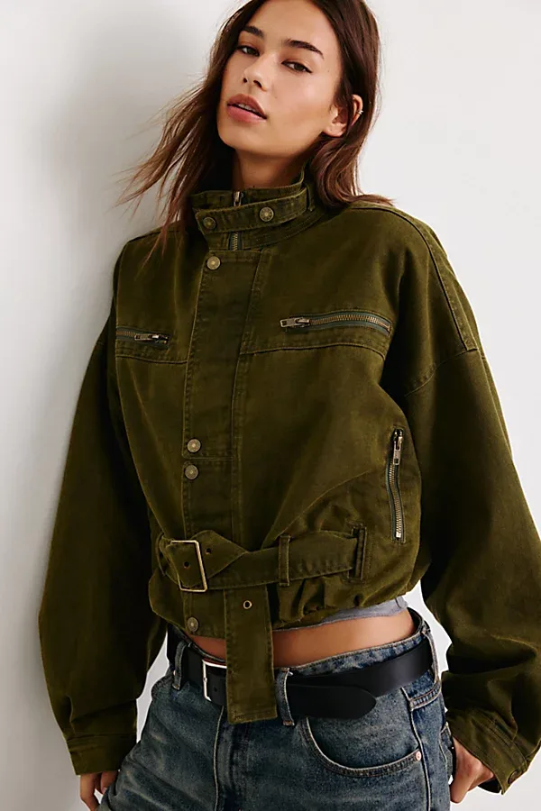 Lioness Rinata Belted Funnel Neck Utility Jacket by Lioness