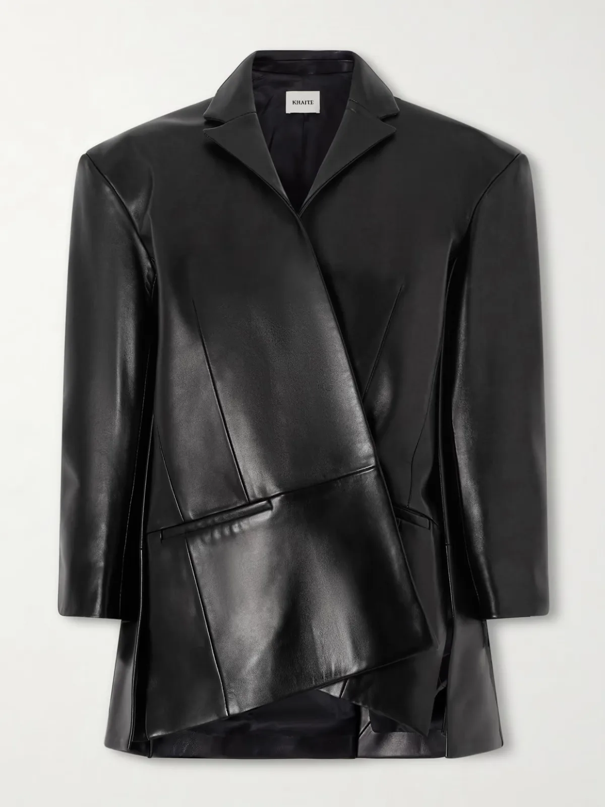 - Asymmetric Paneled Leather Blazer - by KHAITE