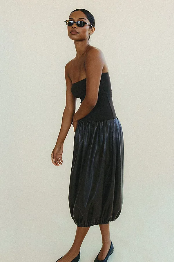 Ribbed Leather Bubble Midi Dress by WeWoreWhat