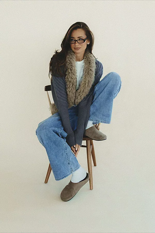 Cocoon Fur Trim Cardigan by WeWoreWhat