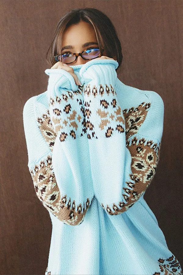 Roll Neck Balloon Sleeve Sweater