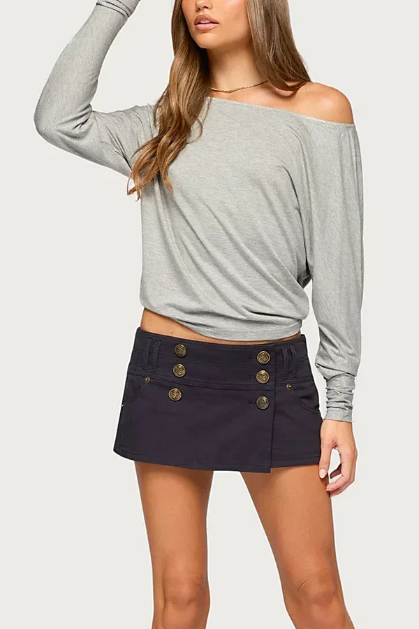 Reila Button Wrap Skort by Edikted