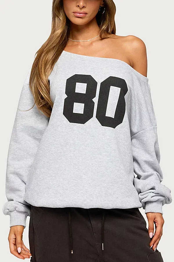 80 Girl Off Shoulder Sweatshirt by Edikted