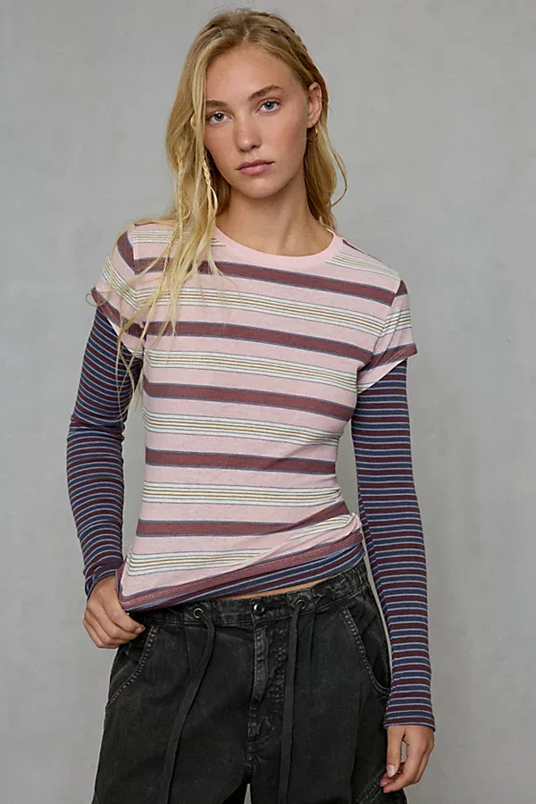 Double Layer Long Sleeve Spill the Tee by BDG