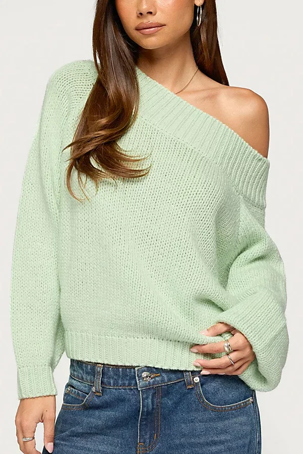 Lanka Oversized Off Shoulder Knit Sweater by Edikted