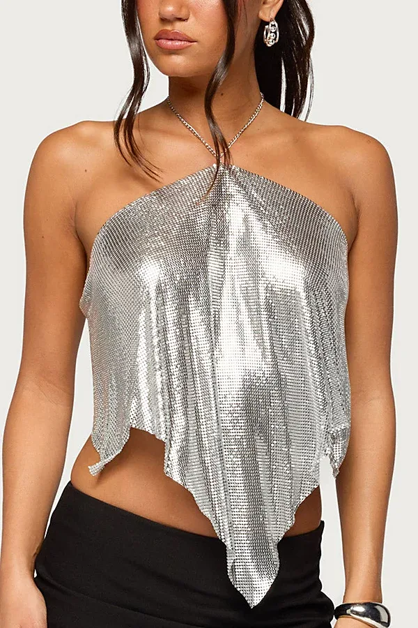 Olaia Chainmail Handkerchief Halter Top