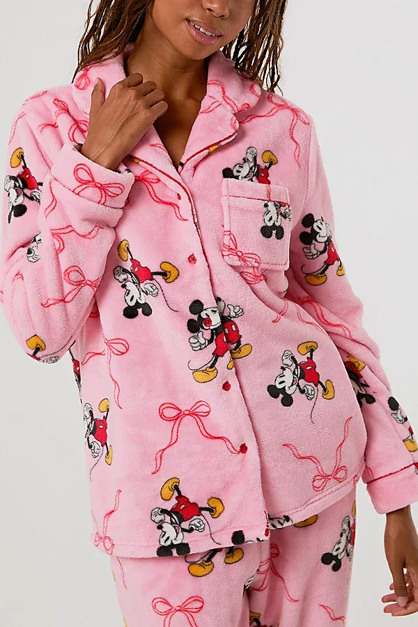 Disney Mickey Mouse Bow Fleece Pyjama Set Top by Skinnydip London