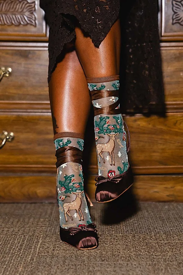 Good Enchanted Deer Shimmer Sheer Sock by Sock Candy