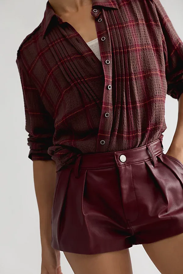 Pleated Vegan Leather Shorts by Blank