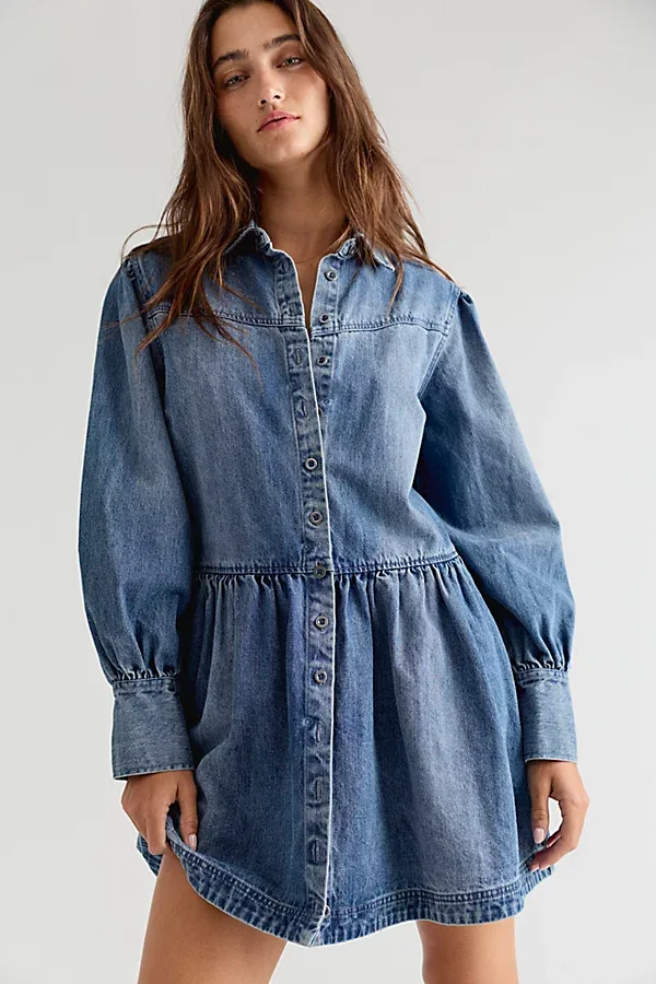 Marris Collared Denim Mini Dress