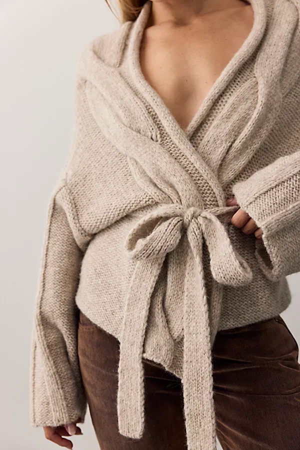 Enlaced Cable Knit Wrap Cardi by Free People
