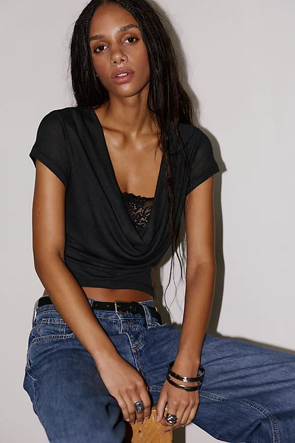 Air Sign Cowl-Neck Tee by Free People