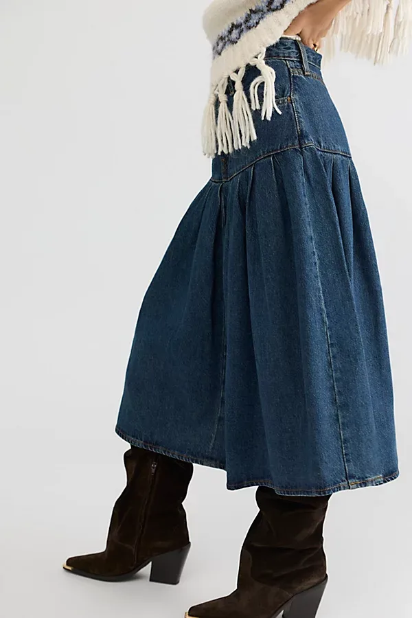 Levis Yoked Pleated Midi Skirt by Levi's