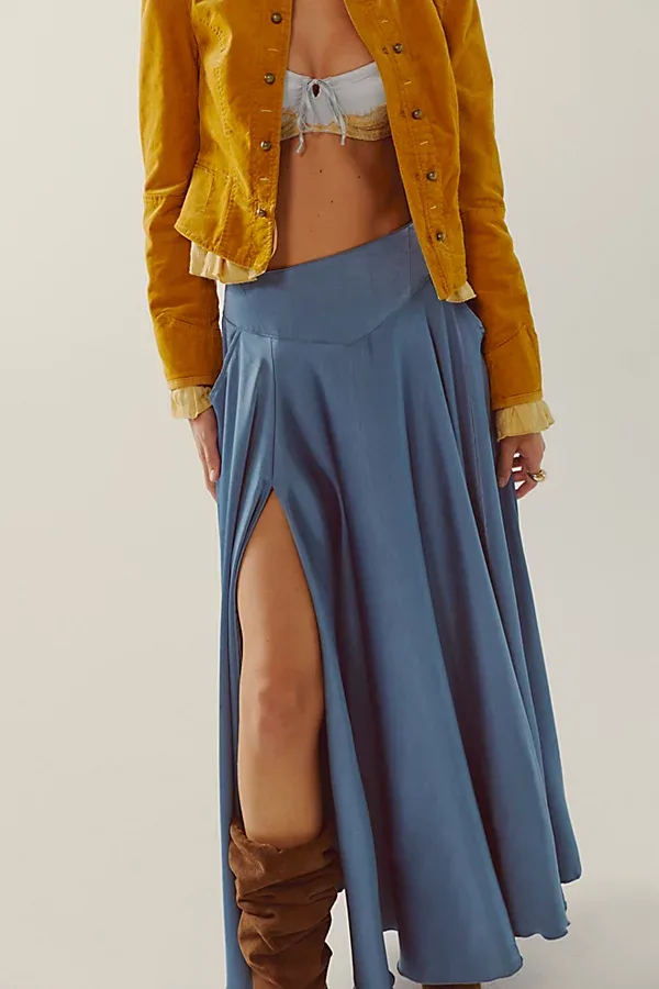 Chilco Mid-Rise Side Slit Maxi Skirt by Free People