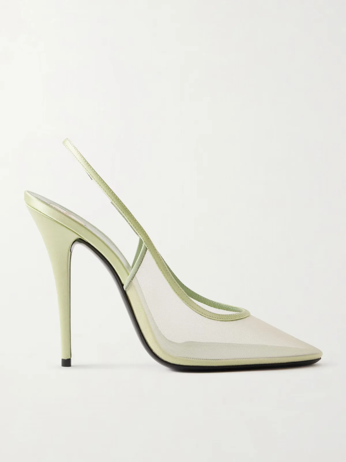 - Anita Satin-trimmed Mesh Slingback Pumps -