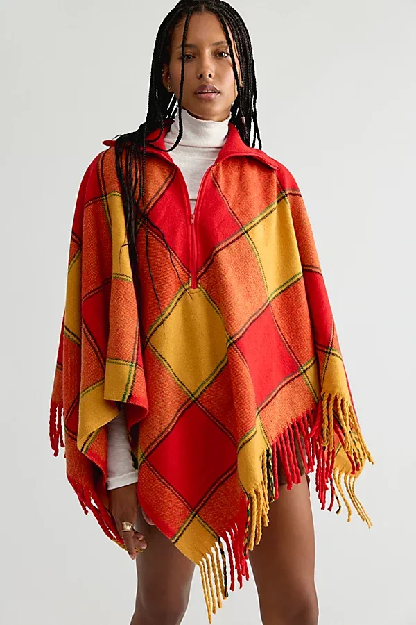 Highland Plaid Poncho by Free People