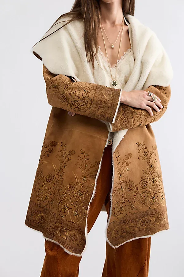 Anastasia Painted Suede Coat by Nigel Preston
