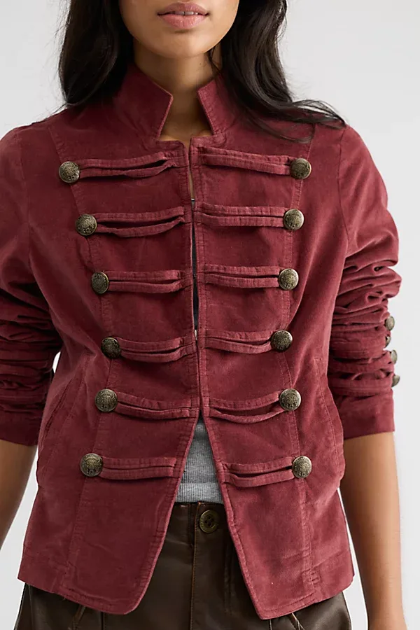 Fitted Velvet Military Jacket by Free People