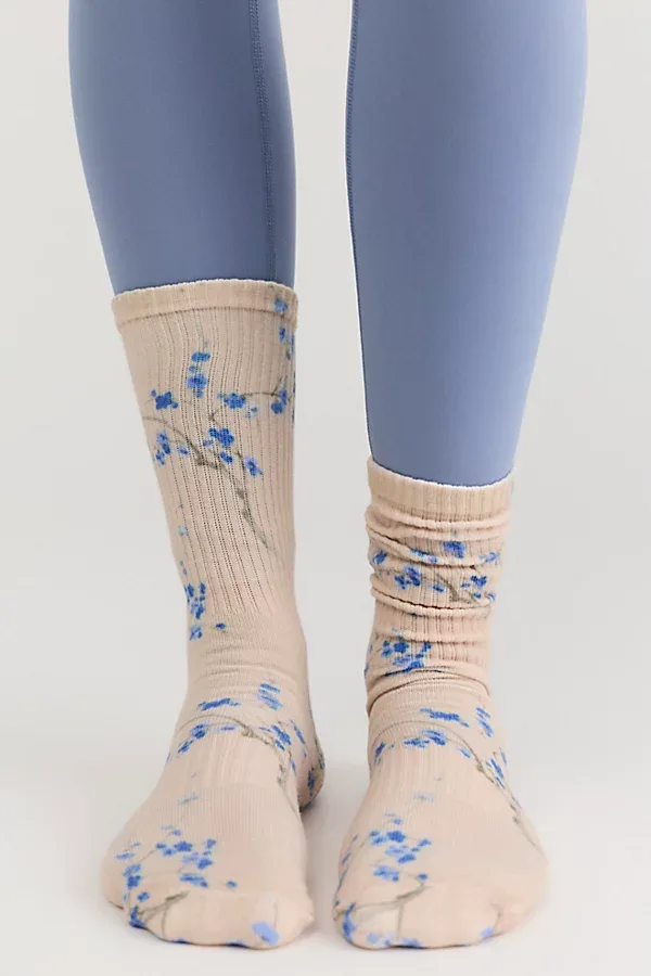 Souls. Blue Blossom Pilates Grip Socks by Souls.