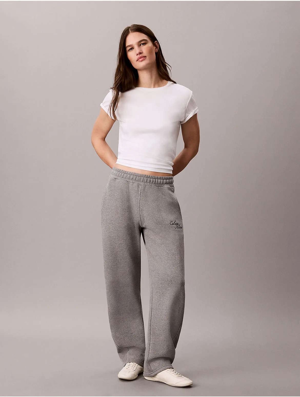 Textured Fleece Wide Leg Pants by Calvin Klein