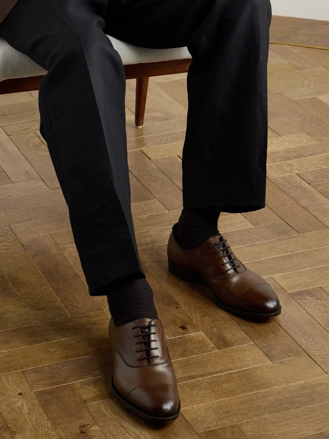 Chelsea Cap-Toe Burnished-Leather Oxford Shoes by Edward Green
