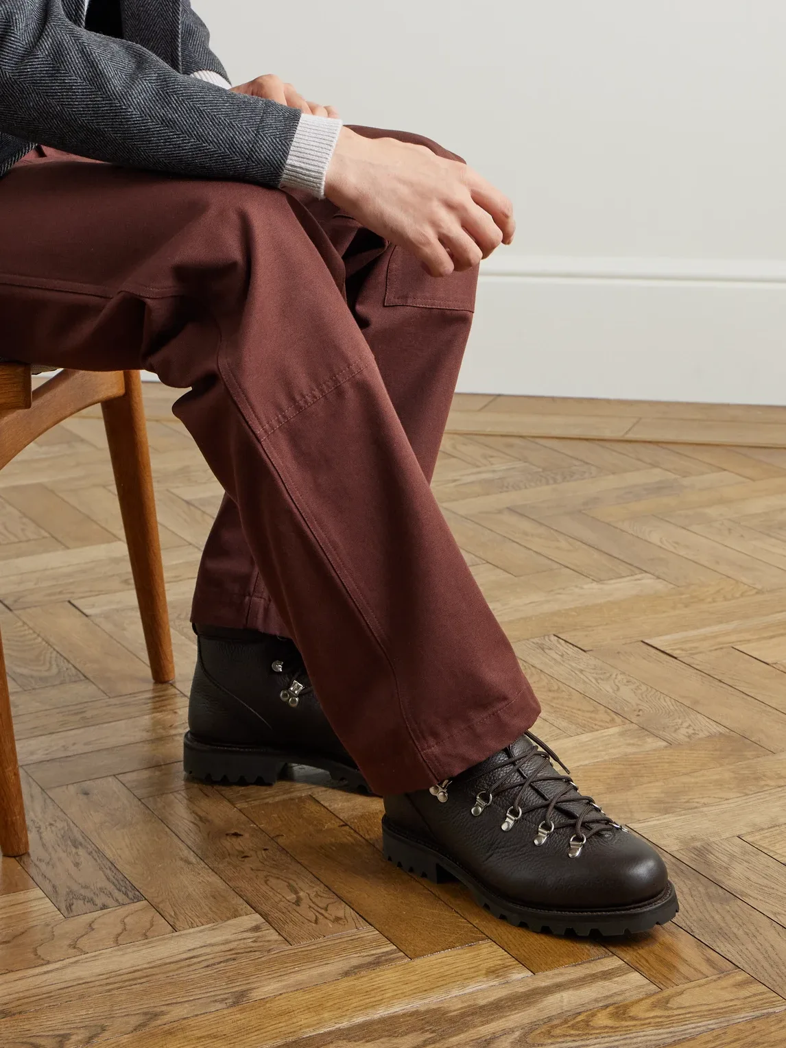 Full-Grain Leather Hiking Boots by Morjas