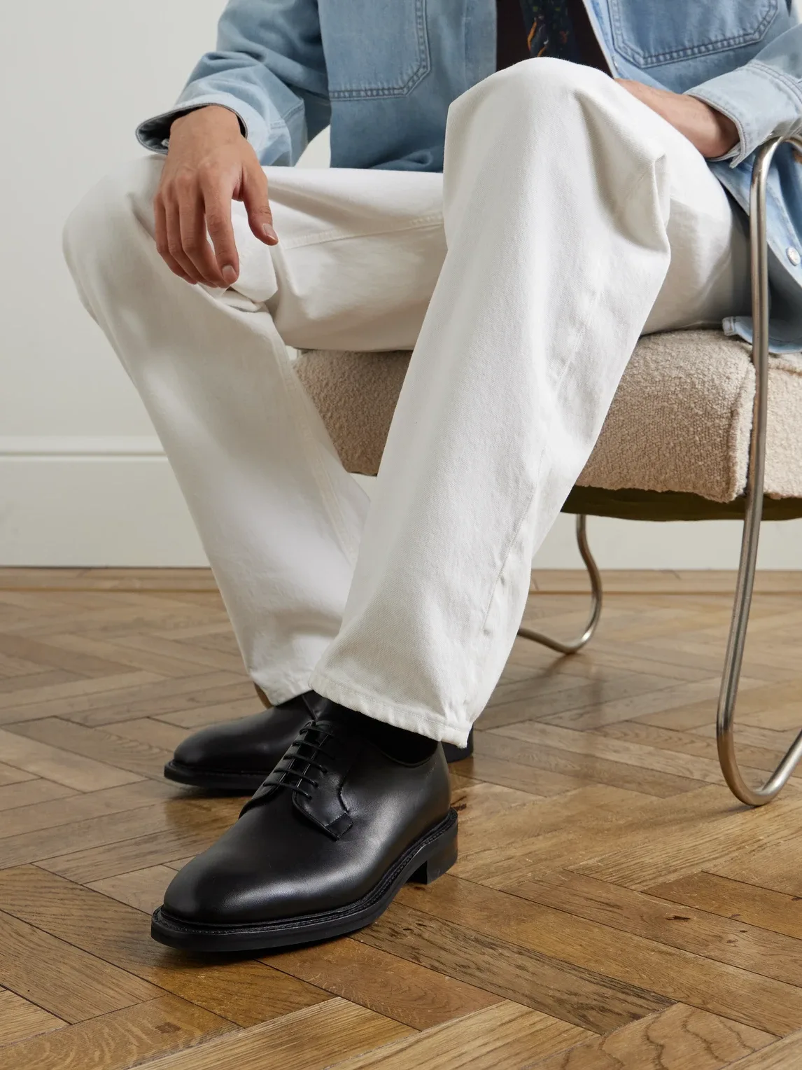 The Plain Toe Leather Derby Shoes by Morjas