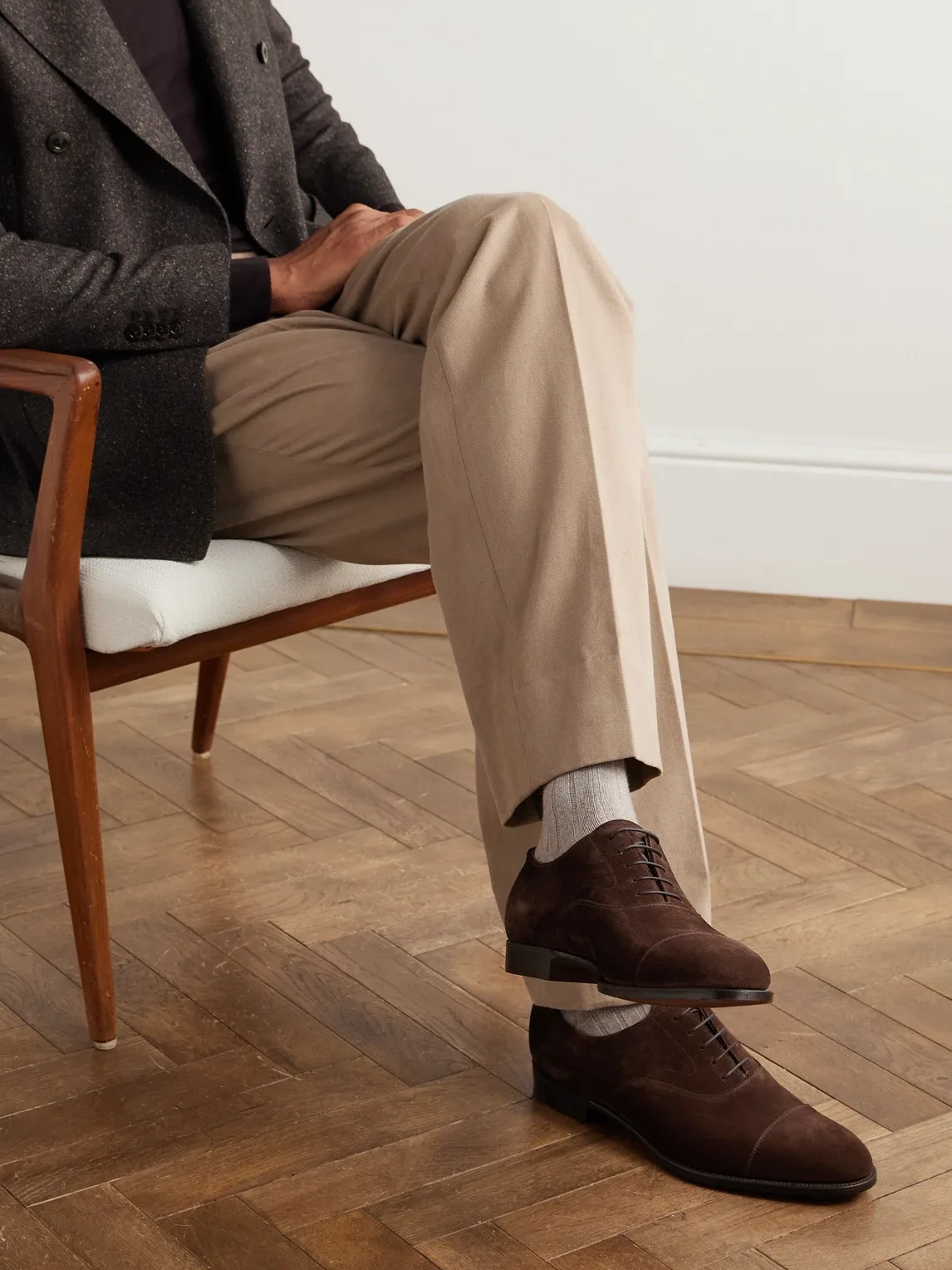 Chelsea Cap-Toe Suede Oxford Shoes by Edward Green