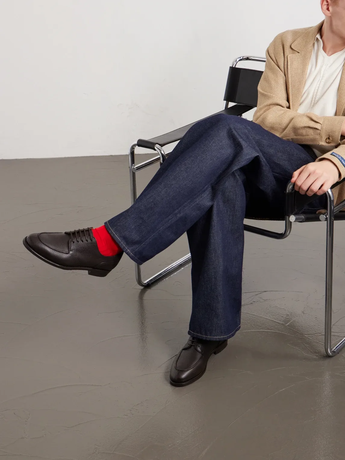 The Split Toe Full-Grain Leather Derby Shoes by Morjas