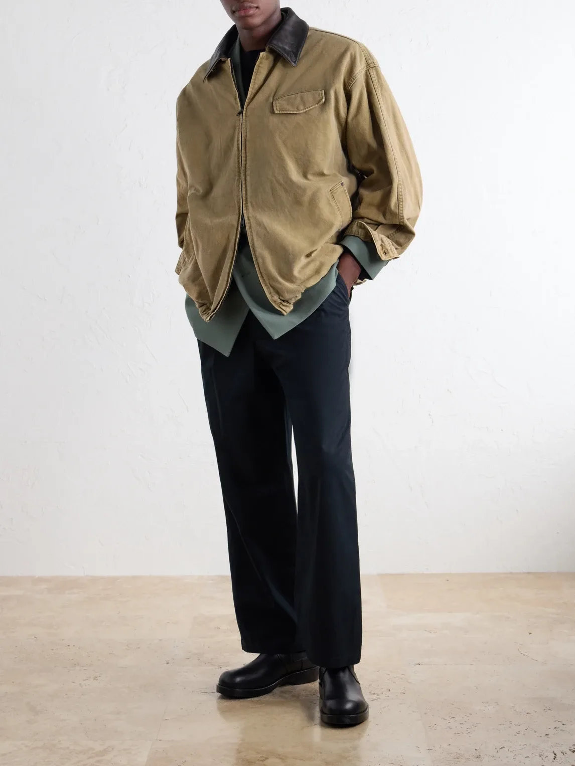 Leather-Trimmed Cotton-Corduroy Jacket by Ssstein