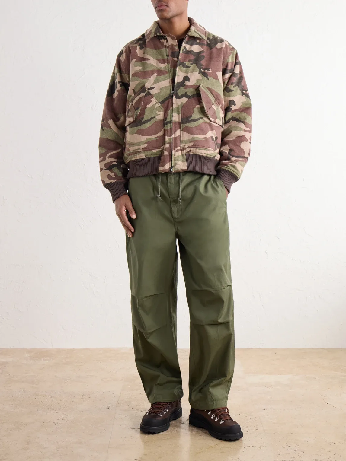 CWU Printed Rib-Trimmed Cotton-Twill Bomber Jacket