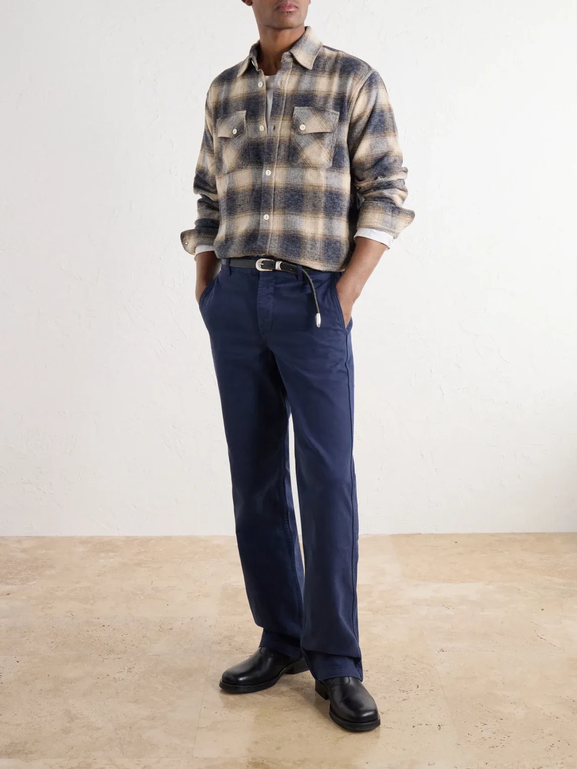 Crosscut Checked Cotton-Flannel Shirt by 3sixteen