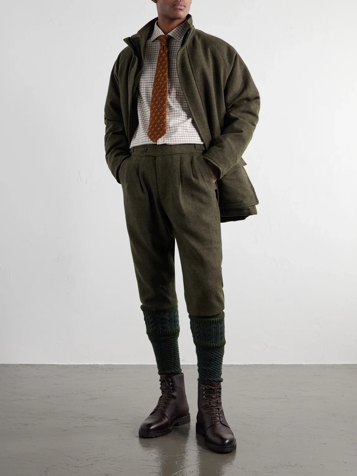Checked Pleated Wool-Tweed Trousers by Purdey