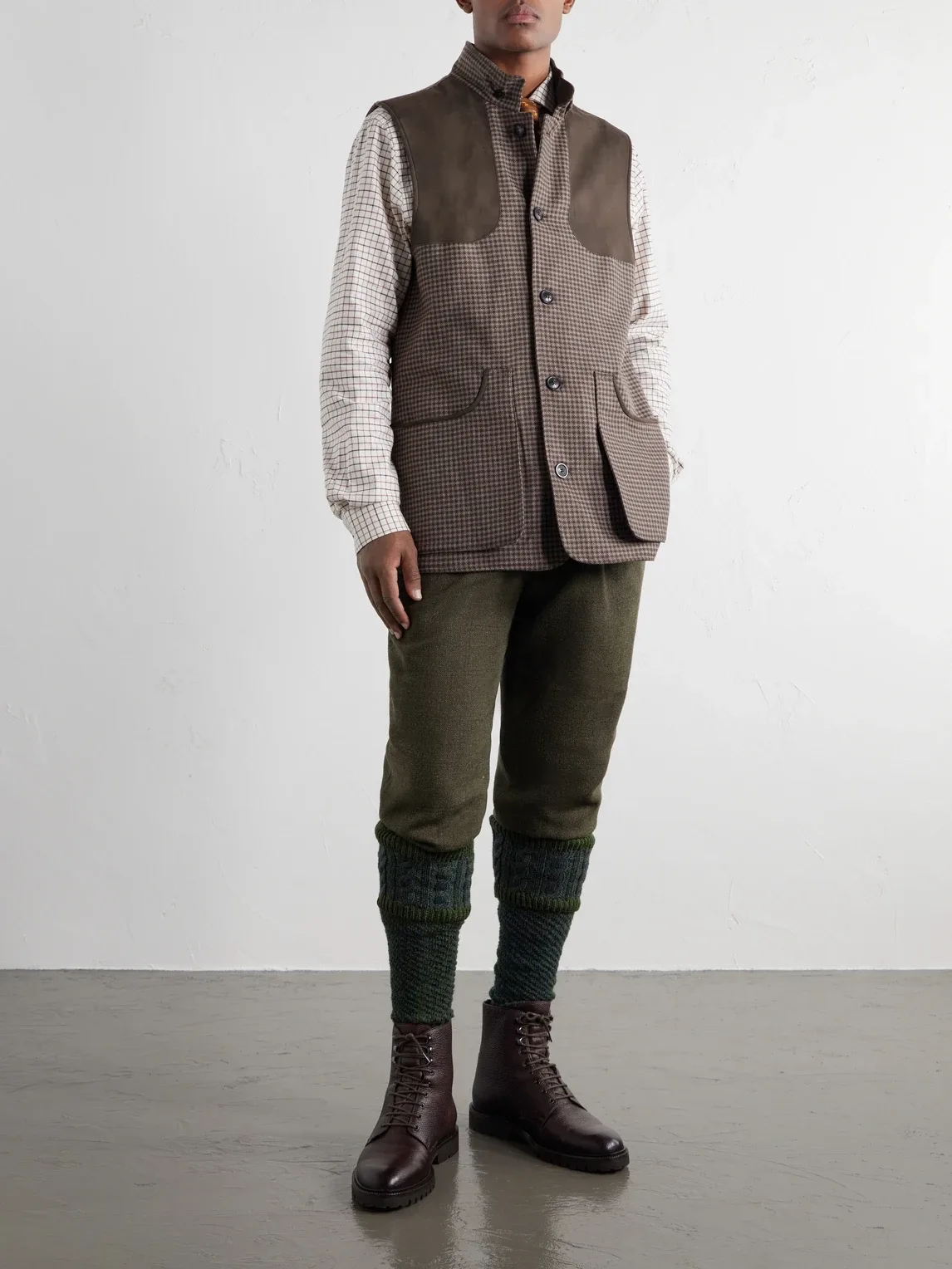 Houndstooth Wool and Cashmere-Blend Tweed Gilet by Purdey