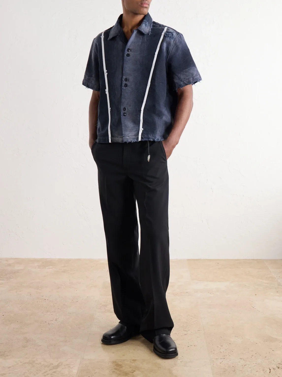 The 1% M.C. Logo-Detailed Distressed Denim Shirt by Sekrit