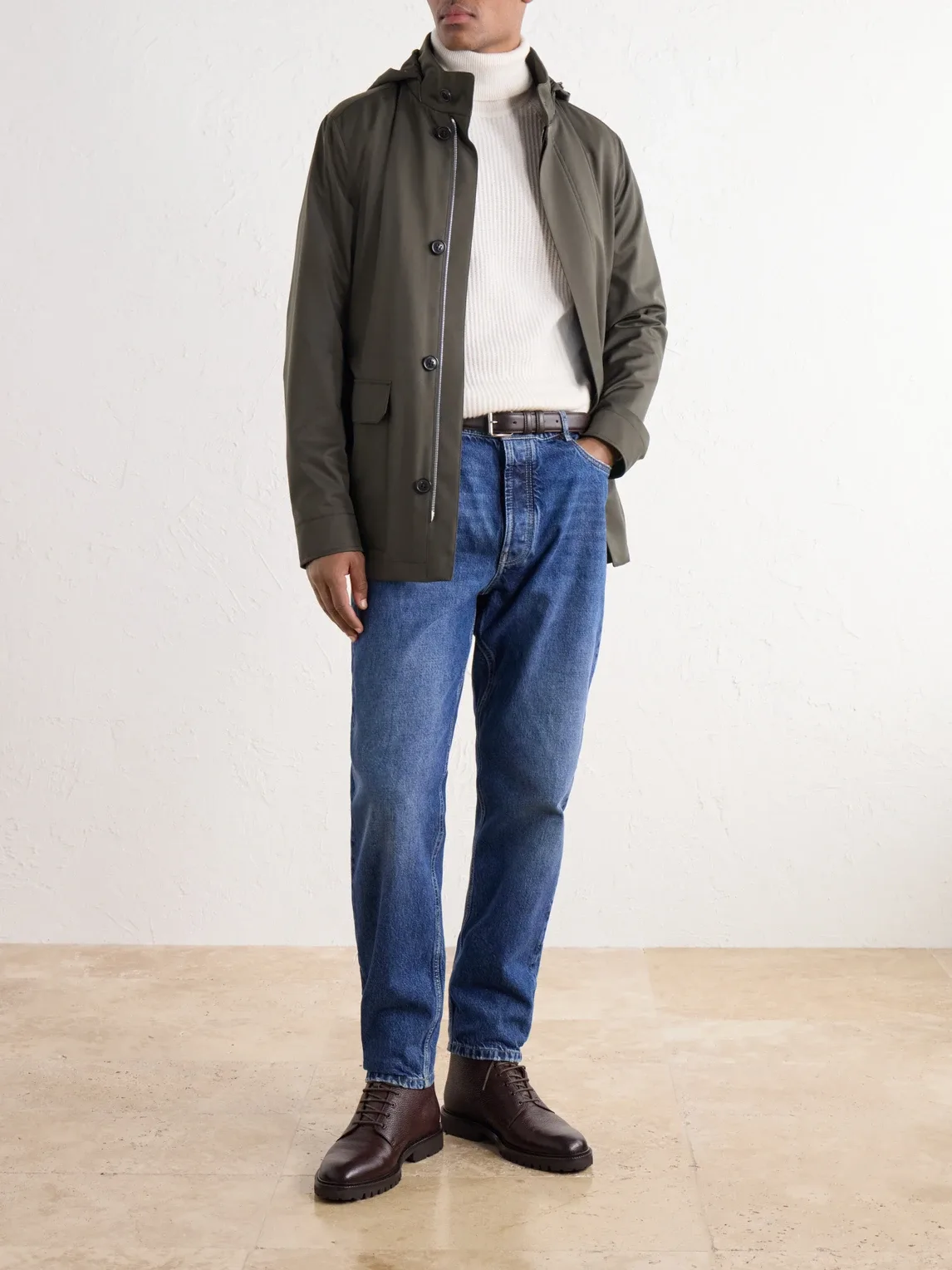 Hooded Twill Coat by Zegna