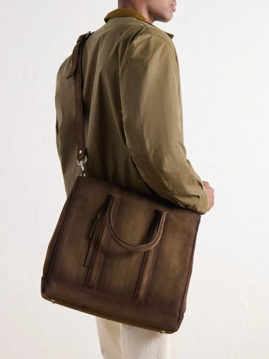 Quentin/026 Cashmere-Lined Suede Tote Bag