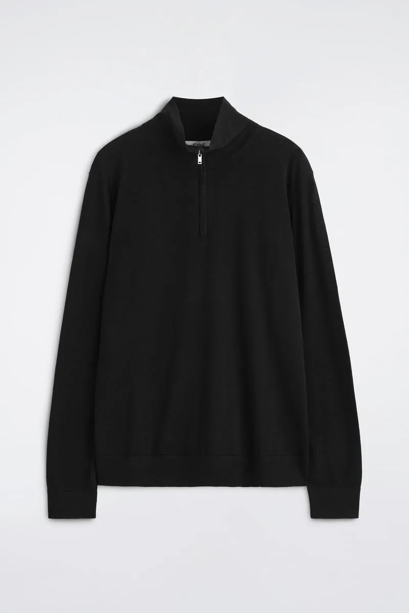 Merino Wool Zip-Up Mock-Neck Sweater by COS