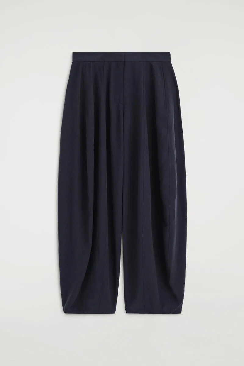 Fluid Topstitched Barrel-Leg Pants by COS