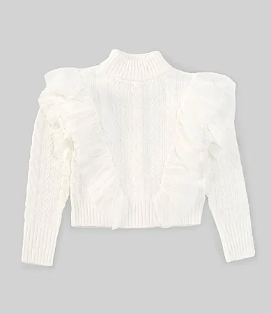 Long Sleeve Tulle Cable Knit Sweater by GB